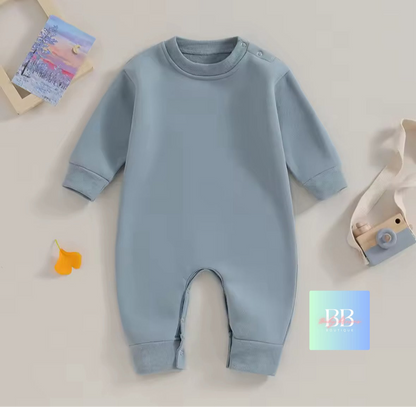 Baby/Toddler Boy/Girl Sweatshirt Romper Long Sleeve solid colour. 6 colours, 3-18M.