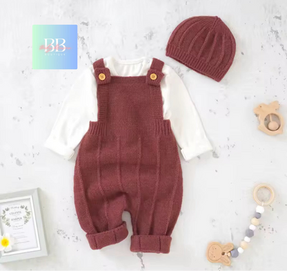 Baby/Toddler Knitted Romper & Matching Hat. 3 Colour, 3-18M