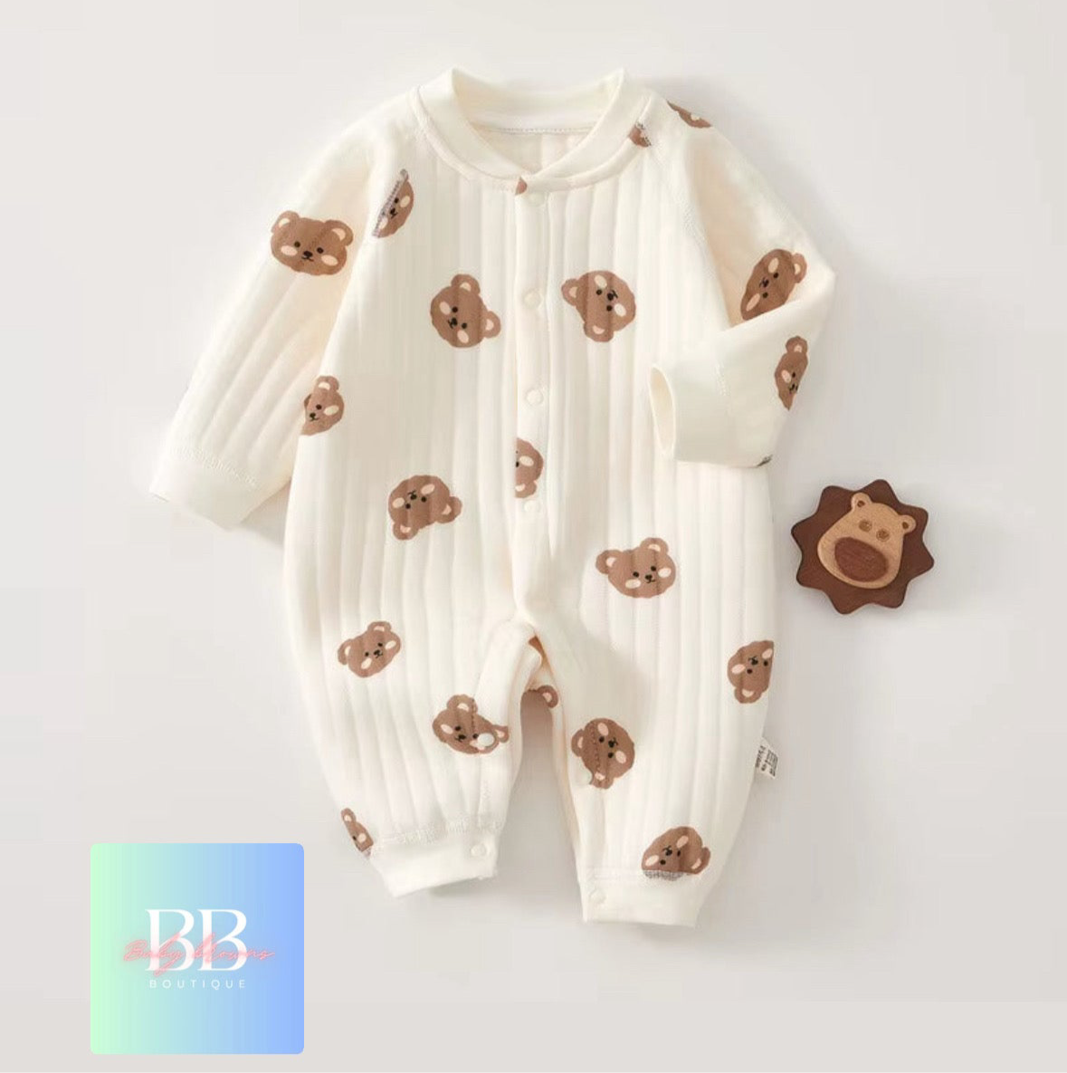 Baby/Toddler Long Sleeved Romper with Cartoon Bear Logo. 6 variants, 3-9M