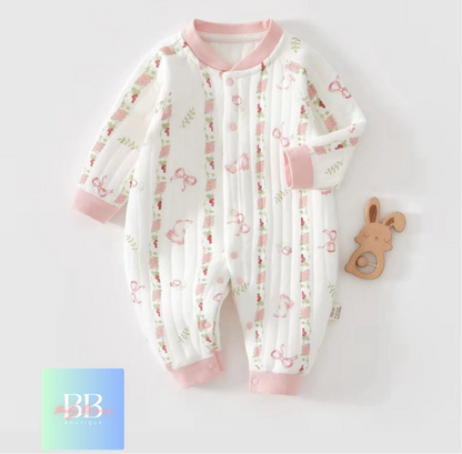 Baby/Toddler Long Sleeved Romper with Cartoon Bear Logo. 6 variants, 3-9M