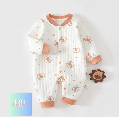 Baby/Toddler Long Sleeved Romper with Cartoon Bear Logo. 6 variants, 3-9M