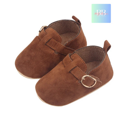 Baby/Toddler Suede Shoes with Buckle Strap. 0-18M, 3 Colours