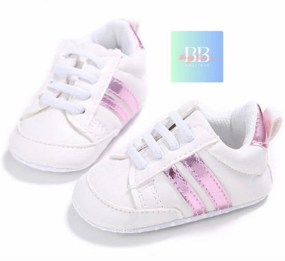 Baby/Toddler Leather Sport Sneakers with Laces. 7 colours, 0-18 months.