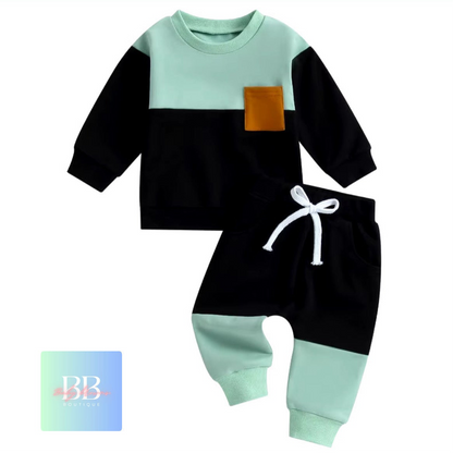 Baby/Toddler Sweatshirt & Pants set with Front Pocket. 0M-3Y, 4 colours.