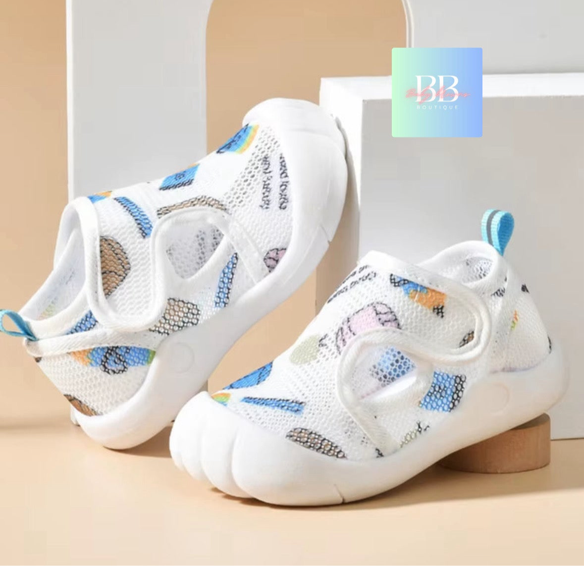 Baby/Toddler Mesh Shoes with Rubber Sole & Cute Designs. 1-3 years, 9 variants.