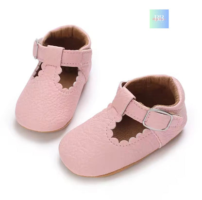 Soft Leather Baby Shoes with Buckle Strap. 7 colours, 0-18M