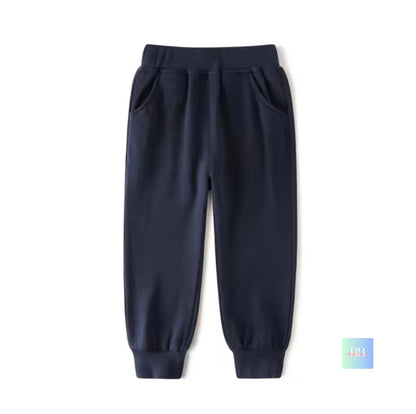 Navy blue sweatpants on a white background