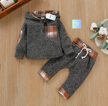 Toddler Casual Tracksuit Pants & Sweatshirt with Hood. 0M-3Y