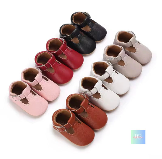 Soft Leather Baby Shoes with Buckle Strap. 7 colours, 0-18M