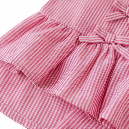 Kids Girls Pinstripe Sleeveless Bowknot Top & Wide Leg Trousers. 2 Colours 3-7Y