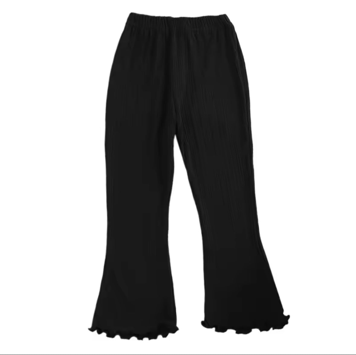 Kids Girls Casual Ribbed Loose Fit Flare Trousers. 5 Colours 12M-10Y