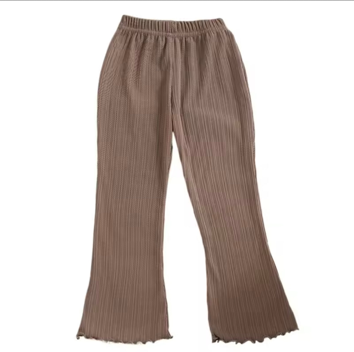 Kids Girls Casual Ribbed Loose Fit Flare Trousers. 5 Colours 12M-10Y