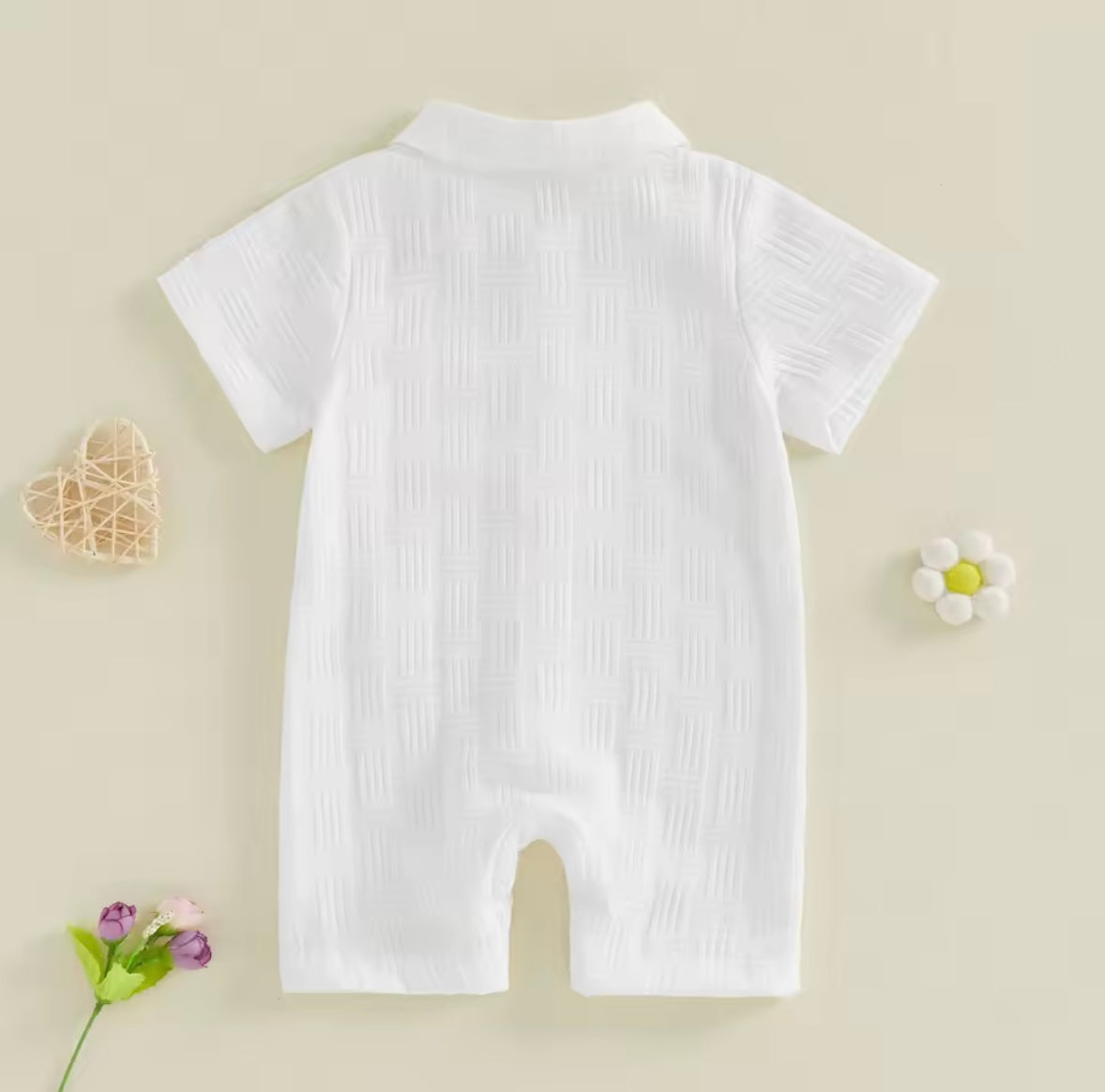 Baby Toddler Boys Lapel Button Front Romper. 4 Colours 3-18M