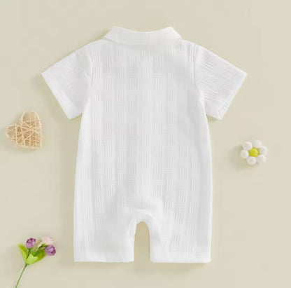 Baby Toddler Boys Lapel Button Front Romper. 4 Colours 3-18M