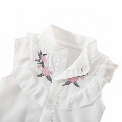 Baby Toddler Girls Sleeveless Cotton Shirt & Linen Shorts Set. 2 Colours 9M-3Y