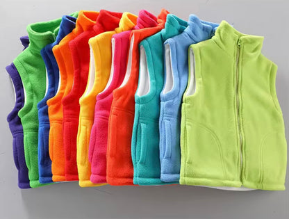 Kids Unisex Fleece BodyWarmer. 14 Colours 3-10Y