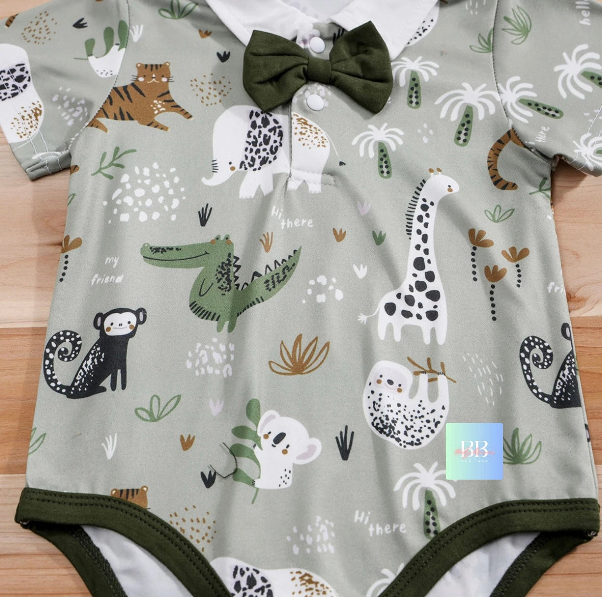 Baby/Toddler Dungaree Shorts & Romper Bodysuit with Bow Tie Boys Set. 0-18 Months
