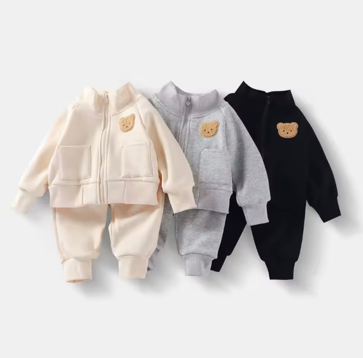 Kids Unisex Casual Zipper & Matching Pants Set. 5 Colours 18M-6Y