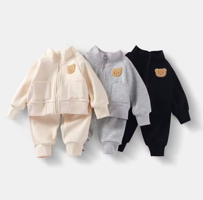 Kids Unisex Casual Zipper & Matching Pants Set. 5 Colours 18M-6Y
