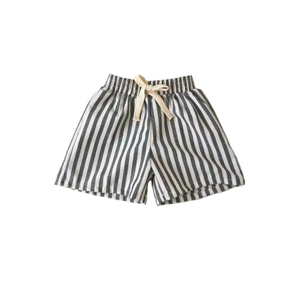 Striped shorts with a drawstring on a white background