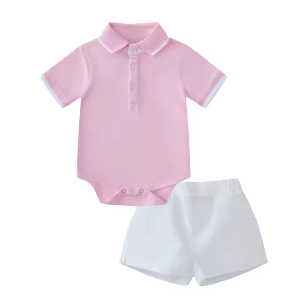 Baby Toddler Boys Romper Polo Shirt & Shorts Set. 3 Colours 9M-3Y