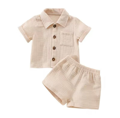 Baby Toddler Boys Muslin Shirt & Shorts Set. 6 Colours 0M-3Y