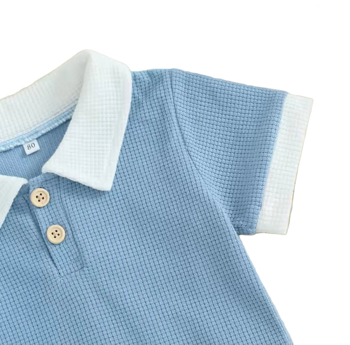Kids Boys Lightweight Casual Waffle Polo Shirt & Shorts Set. 3 Colours 6M-3Y