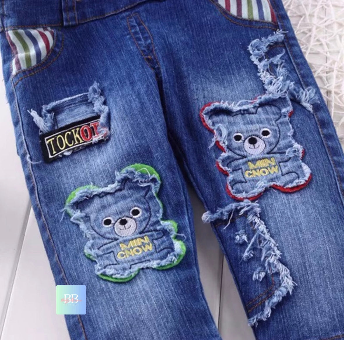 Baby/Toddler Denim Dungarees with Cute Designs. 5 variants, 9M-4Y