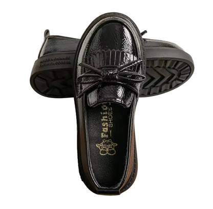 Kids Girls Black Patent Loafer School Shoes. Uk infant size  9-junior size 2