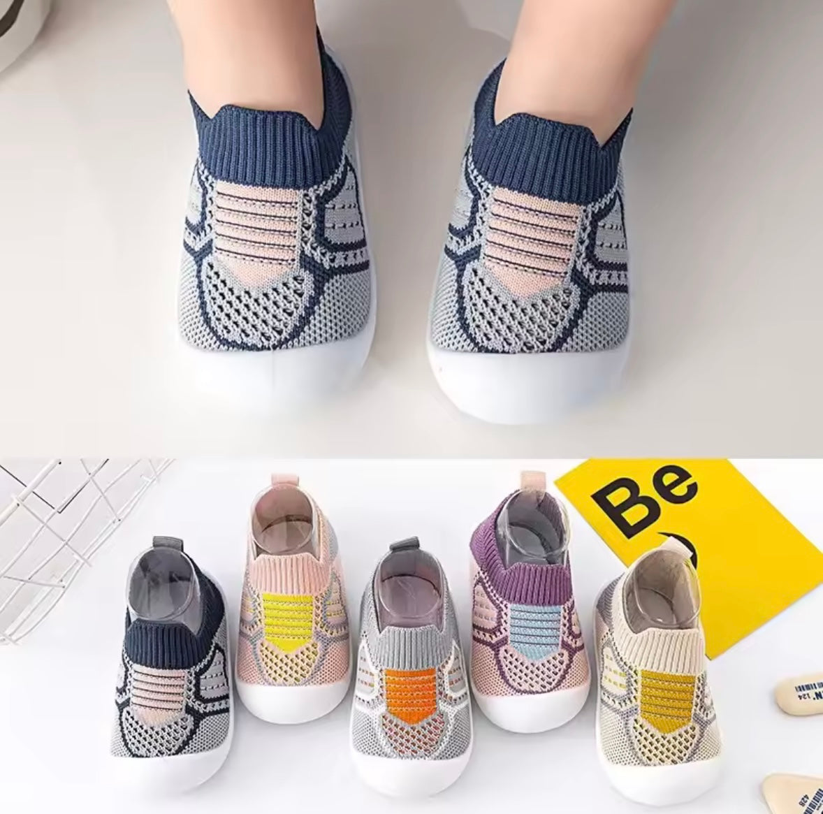 Baby Toddler Soft Slip On Mesh Sock Shoes. 5 Colours 0M-4Y