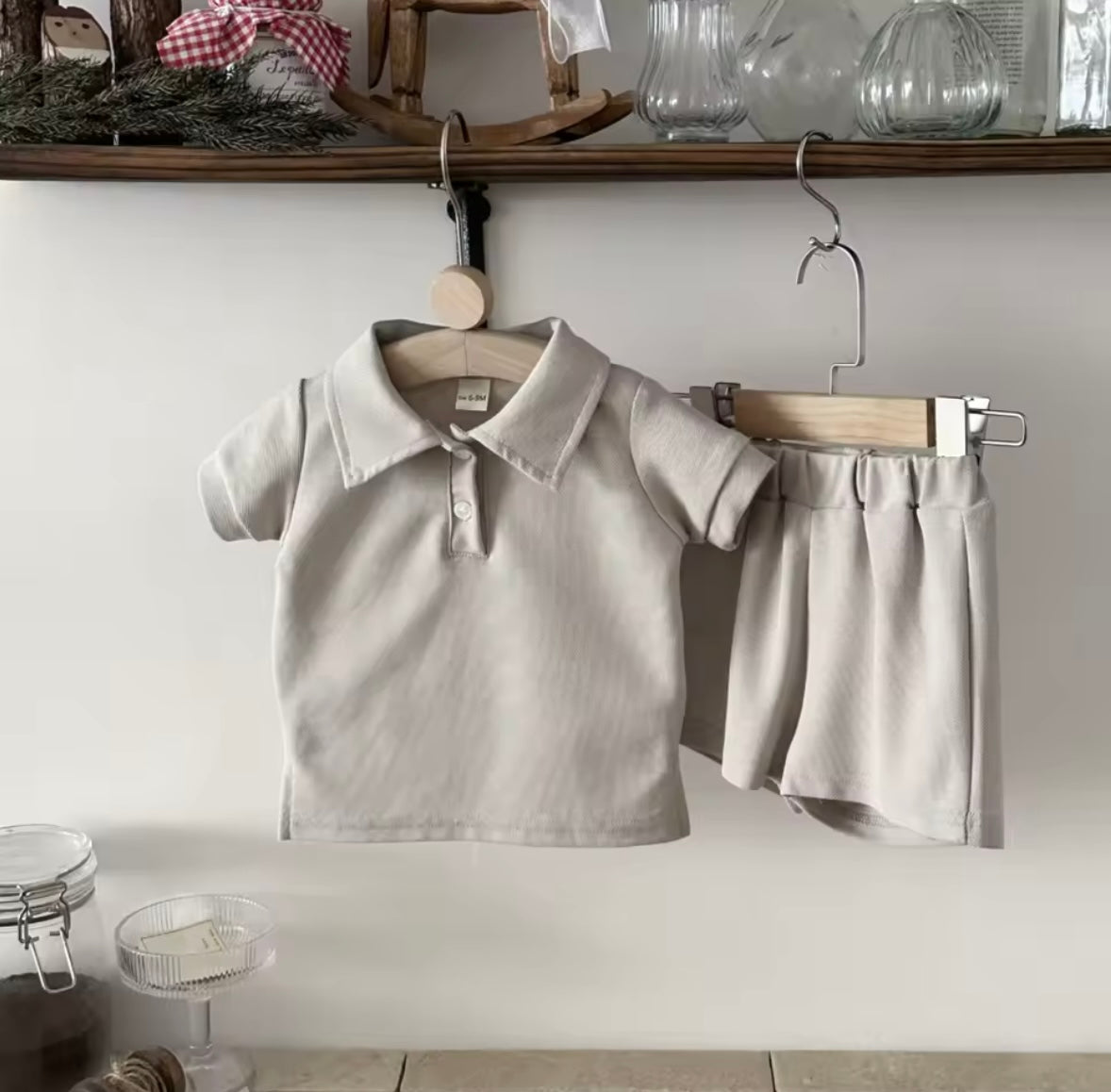 Kids Casual Solid Colour Polo Shirt & Matching Shorts Set. 3 Colours 6M-3Y