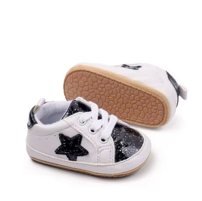 Baby Toddler Lace Up Slip On Glitter Sports Shoes. 4 Colours 0M-18M