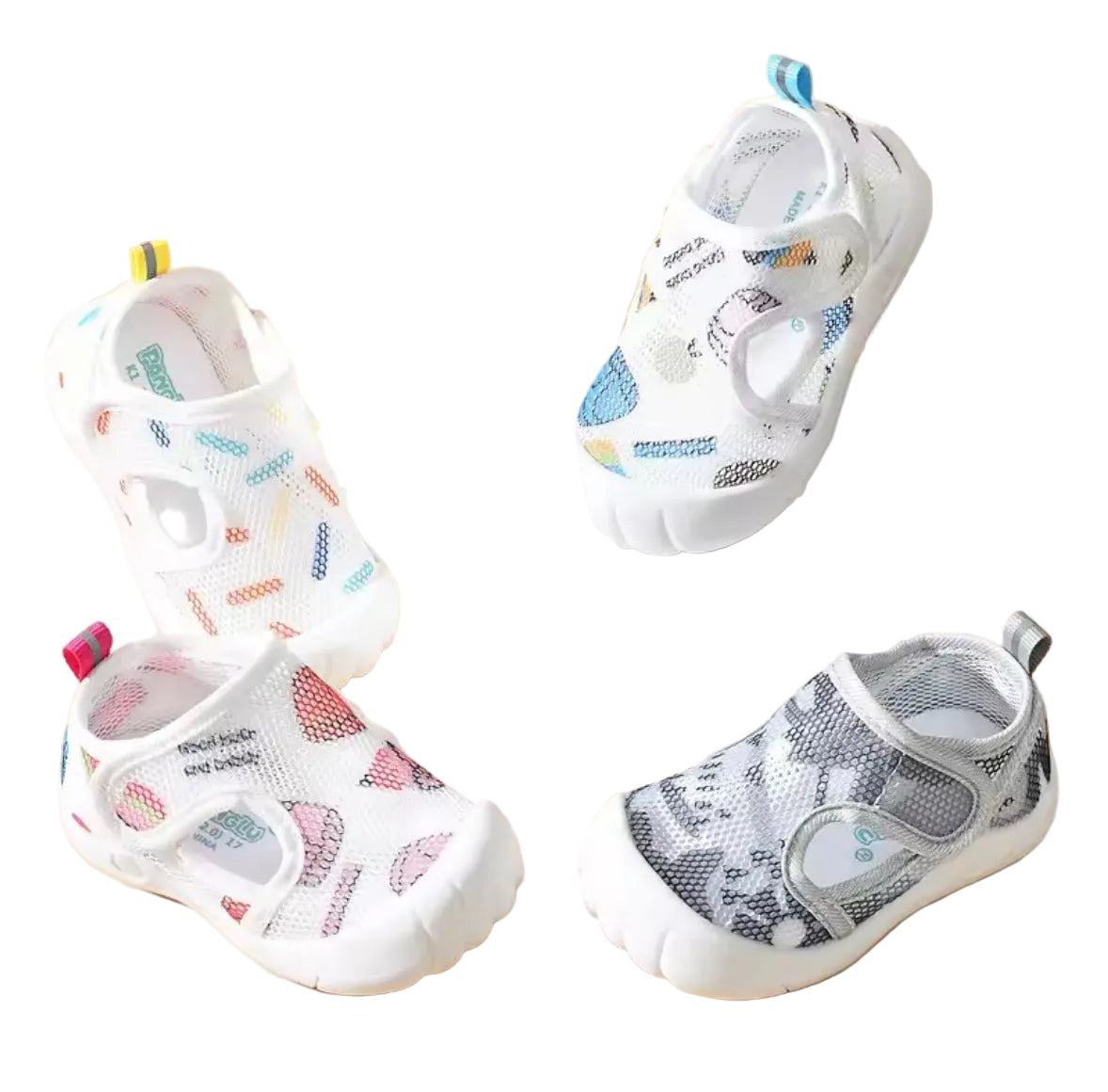 Kids Mesh Velcro Strap Anti-Slip Shoes. 4 Colours EU14-21