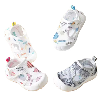 Kids Mesh Velcro Strap Anti-Slip Shoes. 4 Colours EU14-21