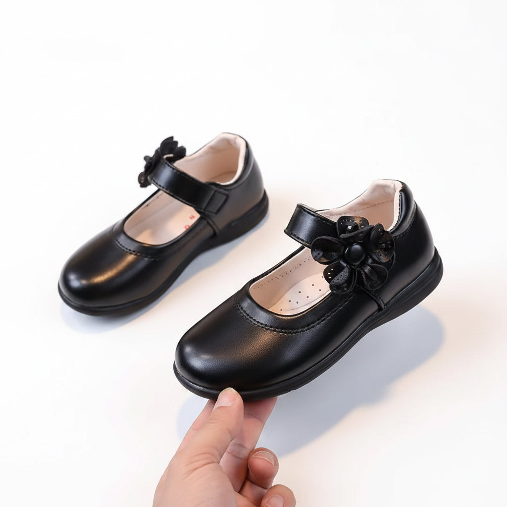Kids Girls Bowknot Velcro Strap School Shoes. EU Size 26-38
