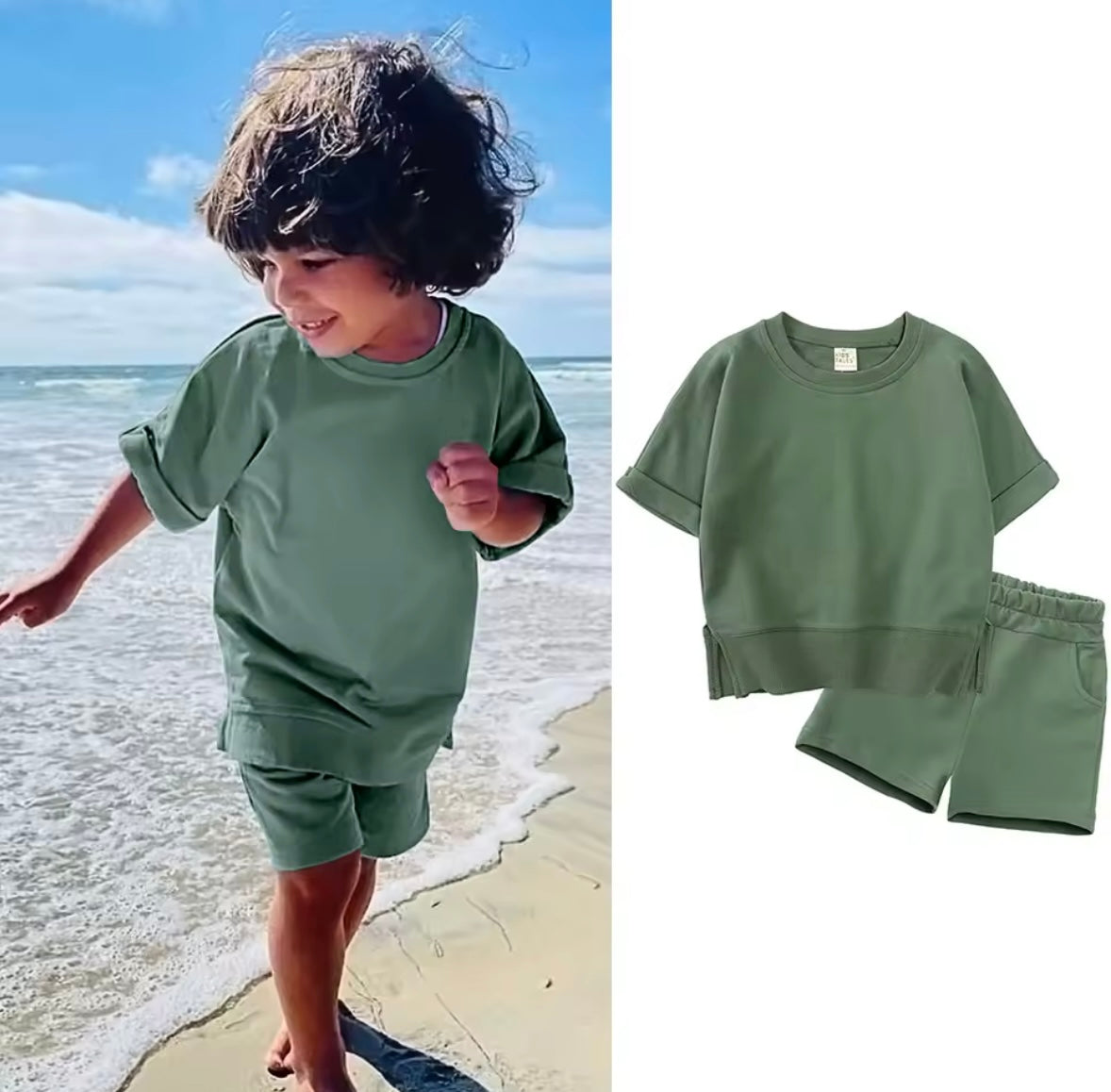Kids Unisex Lightweight Short Sleeve Sweater & Matching Shorts Set. 6 Colours 12M-7Y