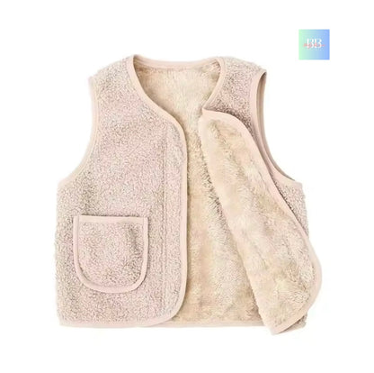 Beige fleece vest on a white background