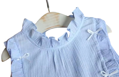 Kids Girls Lightweight Ruffled Top & Shorts Set. 3 Colours 12M-4Y