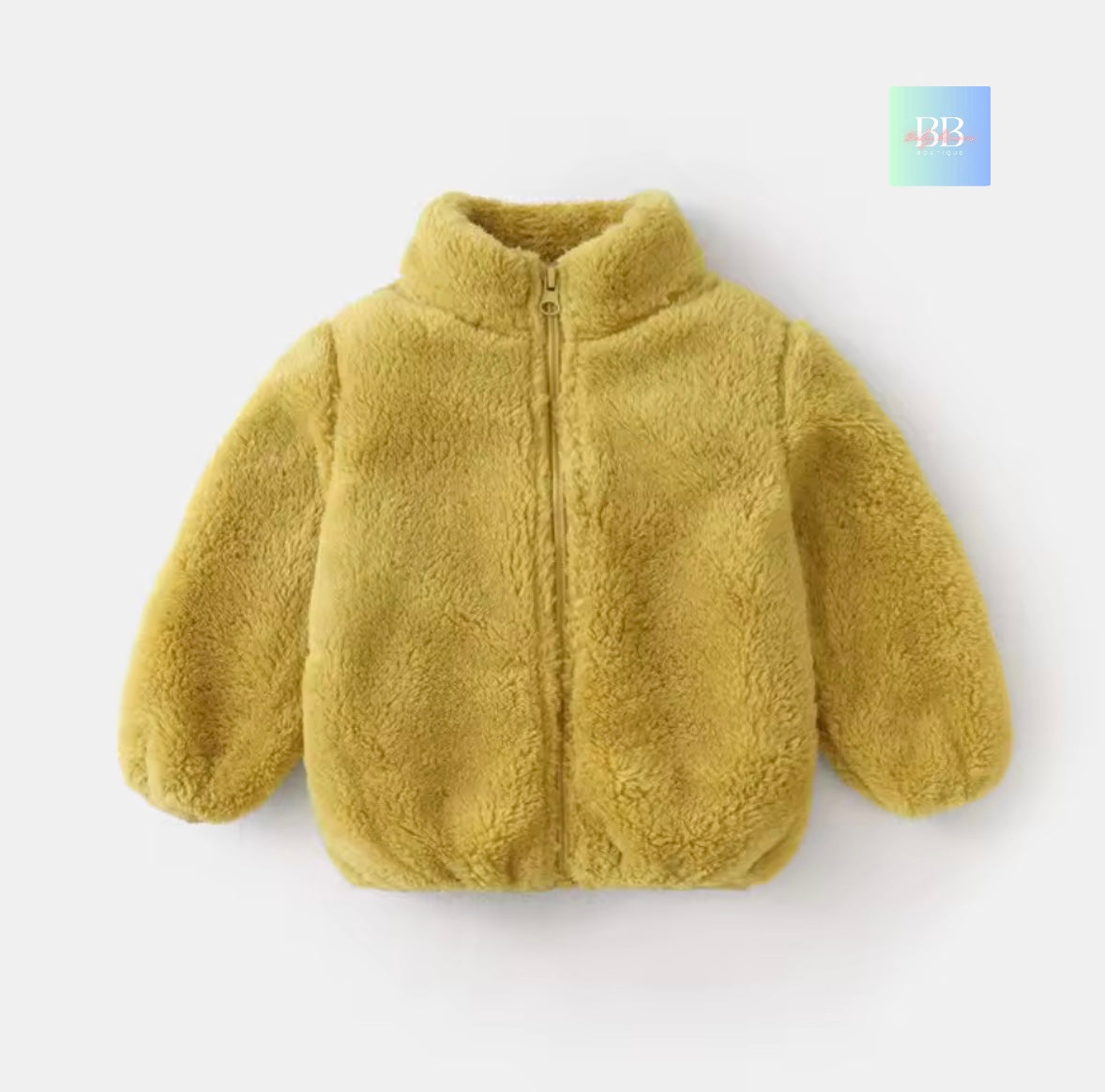 Yellow fleece jacket on a white background
