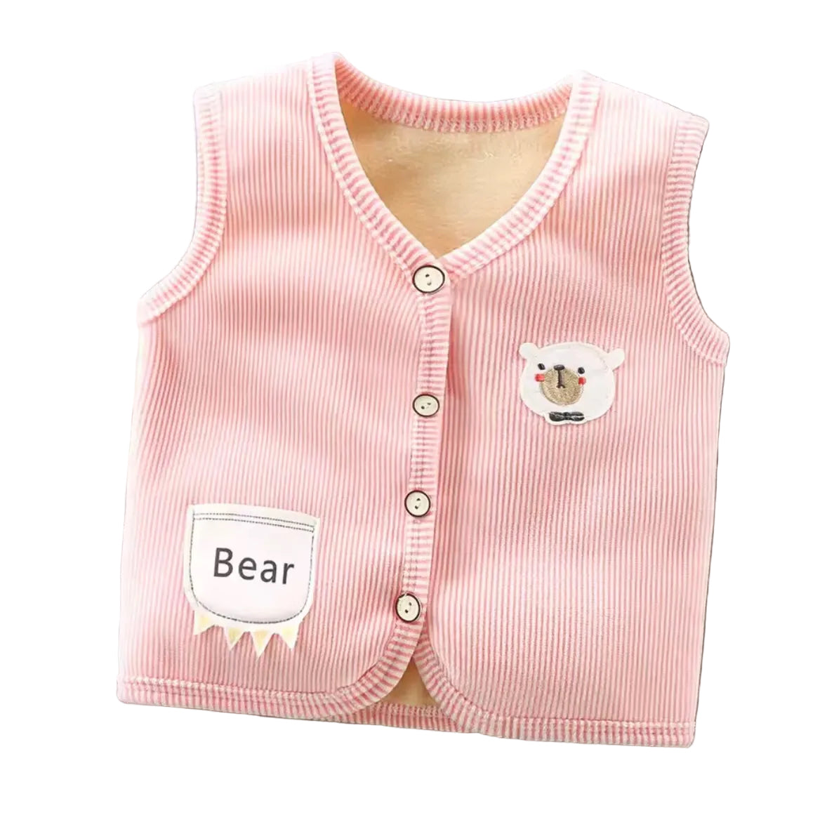 Kids Unisex Fleece Lined Pinstripe Waistcoat. 3 Colours 9M-7Y