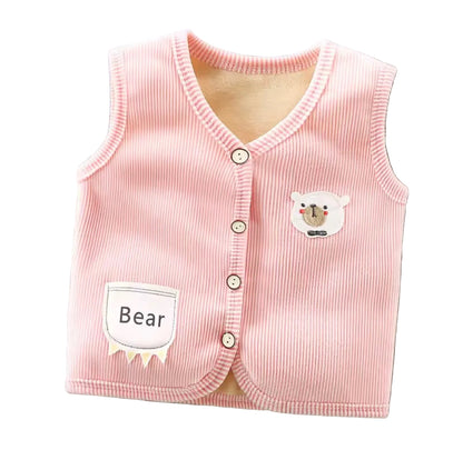 Kids Unisex Fleece Lined Pinstripe Waistcoat. 3 Colours 9M-7Y