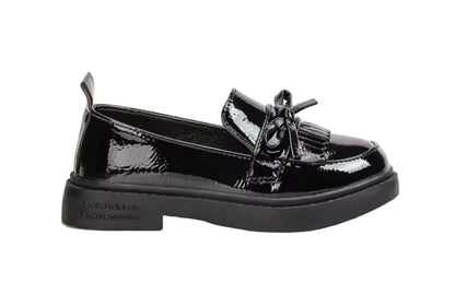 Kids Girls Black Patent Loafer School Shoes. Uk infant size  9-junior size 2