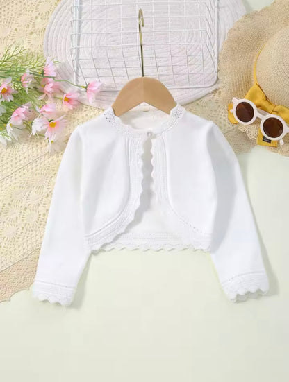 Kids Girls Lightweight Long Sleeve Shawl Cardigan. 4 Colours 1-24M
