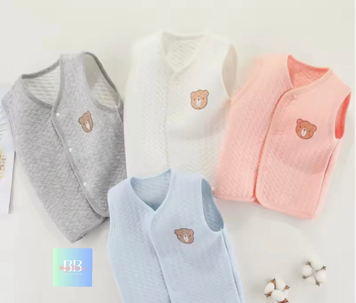 Baby/Toddler cute soft cotton waistcoat/body warmers. 4 colours, 3-24moths.