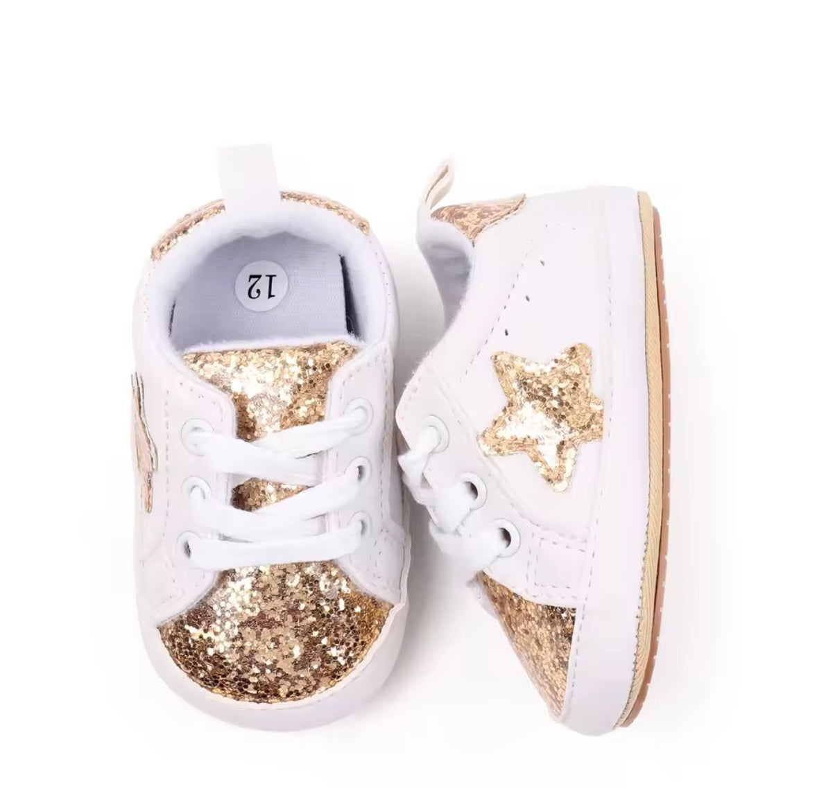 Baby Toddler Lace Up Slip On Glitter Sports Shoes. 4 Colours 0M-18M