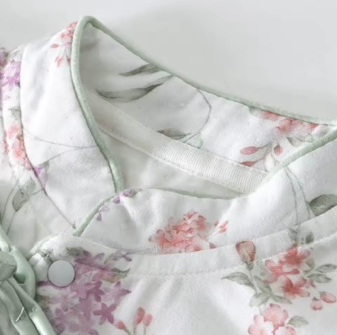 Floral-patterned fabric with a white background