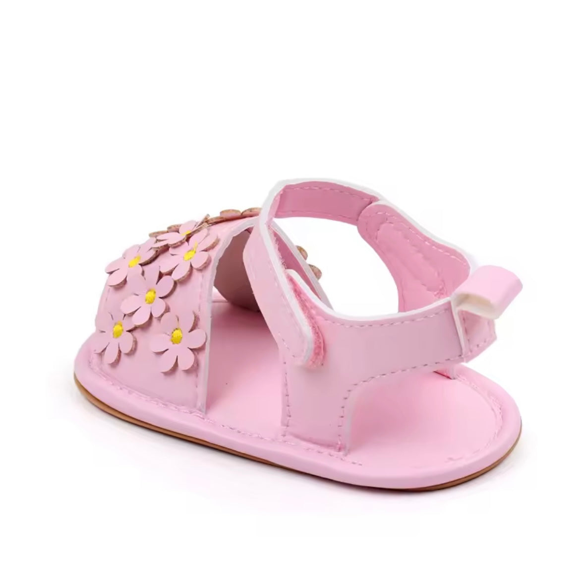 Baby Toddler Girls Leather Velcro Strap Daisy Sandals. 3 Colours 0M-18M