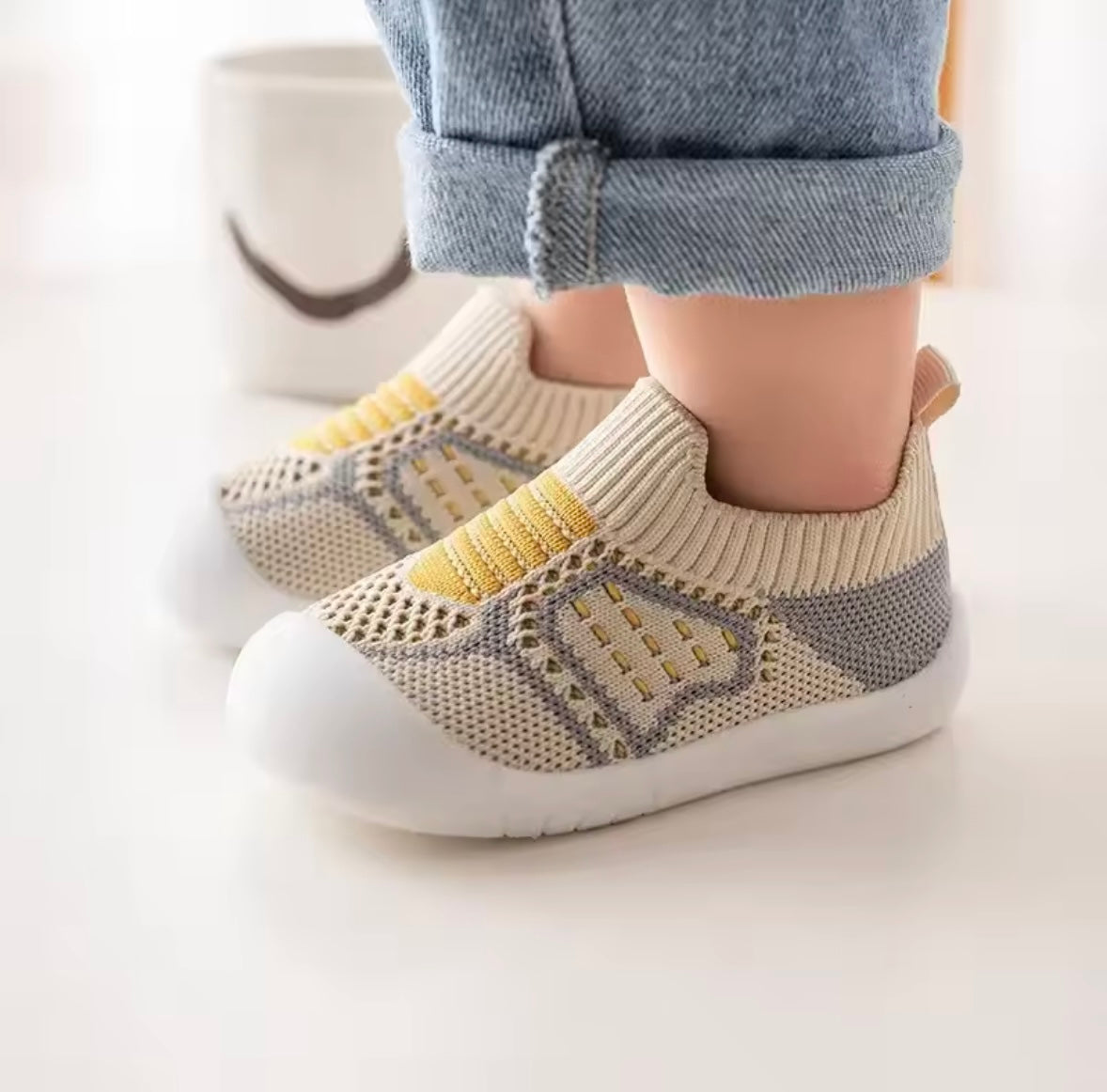 Baby Toddler Soft Slip On Mesh Sock Shoes. 5 Colours 0M-4Y