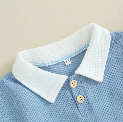 Kids Boys Lightweight Casual Waffle Polo Shirt & Shorts Set. 3 Colours 6M-3Y