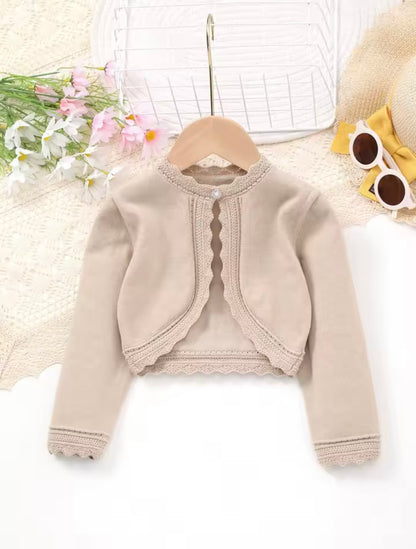 Kids Girls Lightweight Long Sleeve Shawl Cardigan. 4 Colours 1-24M